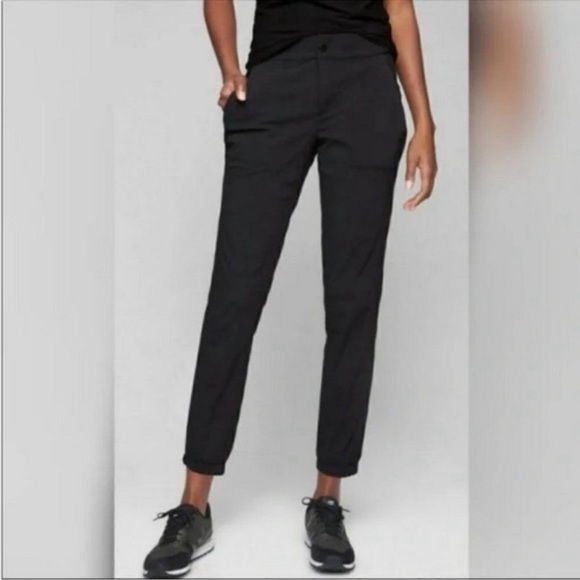 Athleta Pants - Athleta Trekkie Jogger 2.0 Pants Black Ripstop Nylon Athletic Hiking Cinch Sz